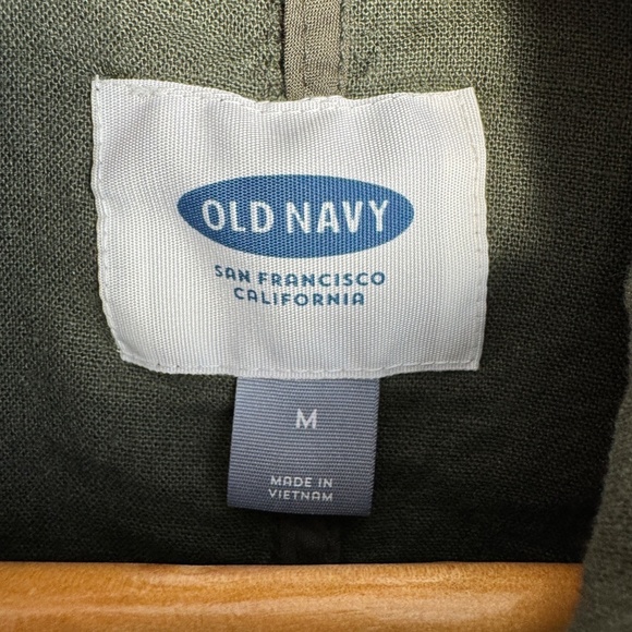 Old Navy Women's Zip Up Linen Field Jacket Collared Army Green Medium Outdoor - Picture 5 of 14
